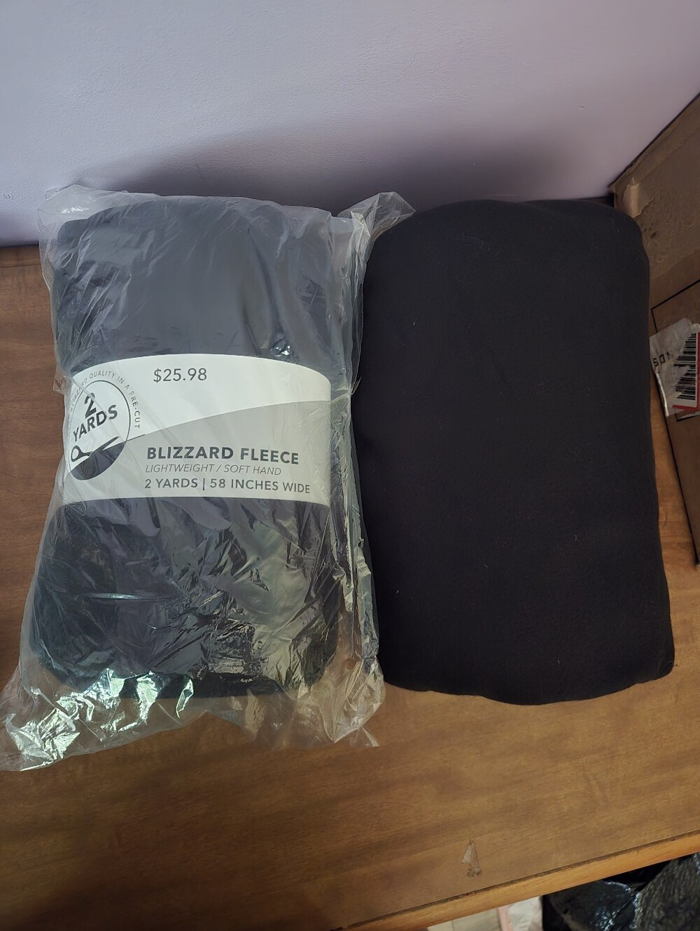 4 Yard Black Blizzard Fleece Fabric